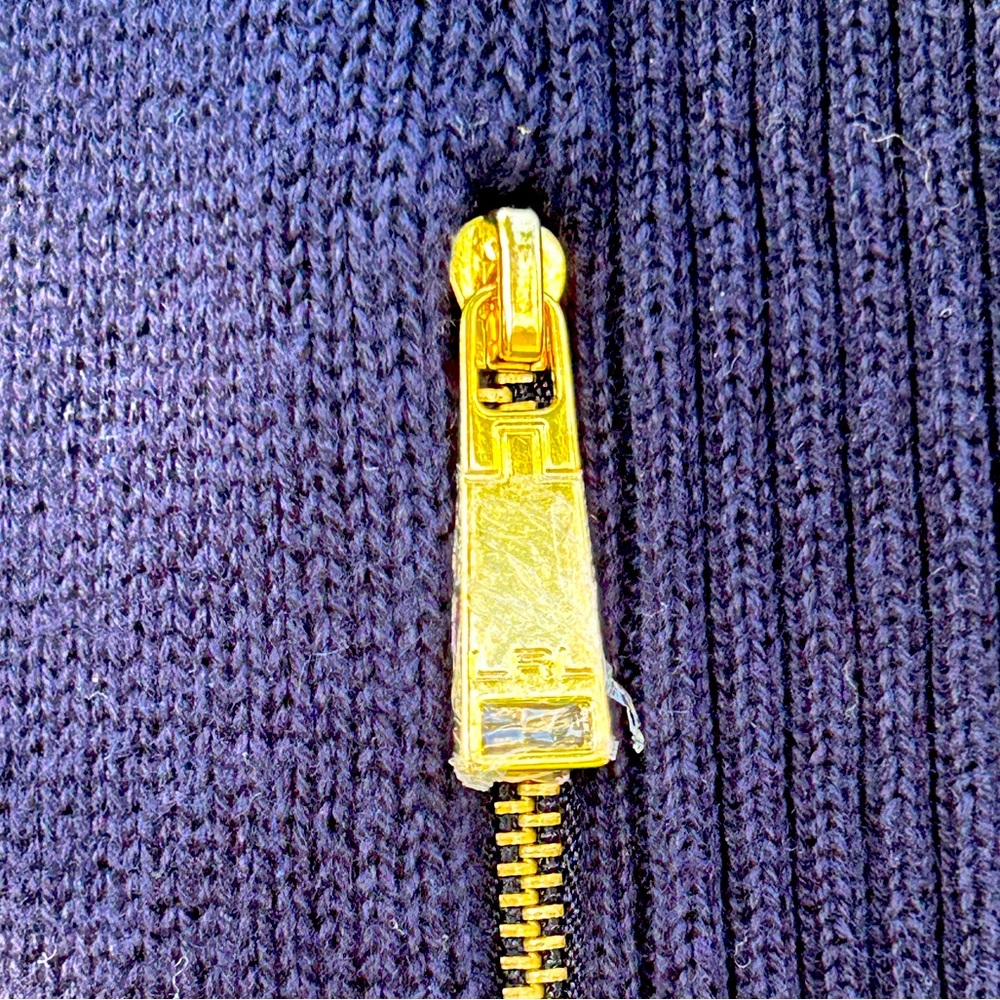 RALPH LAUREN sM navy zip cardigan-ribbed sides/sleeves-💯cotton-looks NEW! - Picture 5 of 5